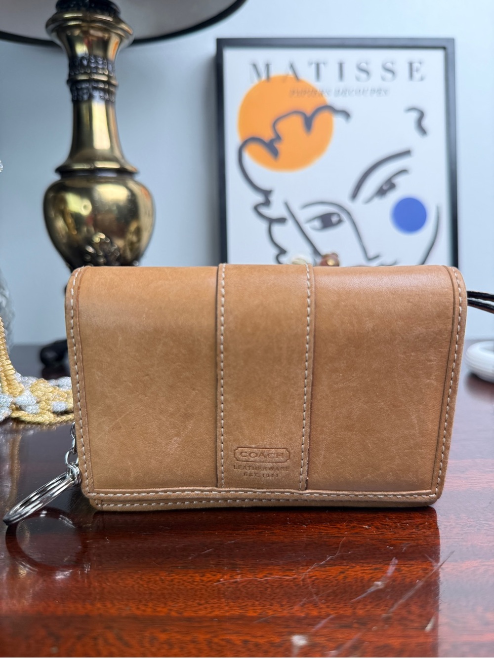 Coach Tan Leather Compact Zip Wallet